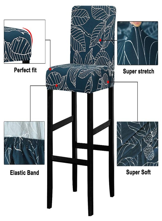 Lellen مجموعة أغطية كراسي بار ليلين (4 قطع) - أغطية مقاعد بار منقوشة، أغطية كراسي بار قابلة للتمدد، أغطية كراسي بار قابلة للإزالة، أغطية كراسي بار للمطبخ وغرفة الطعام والجزيرة - Image 3